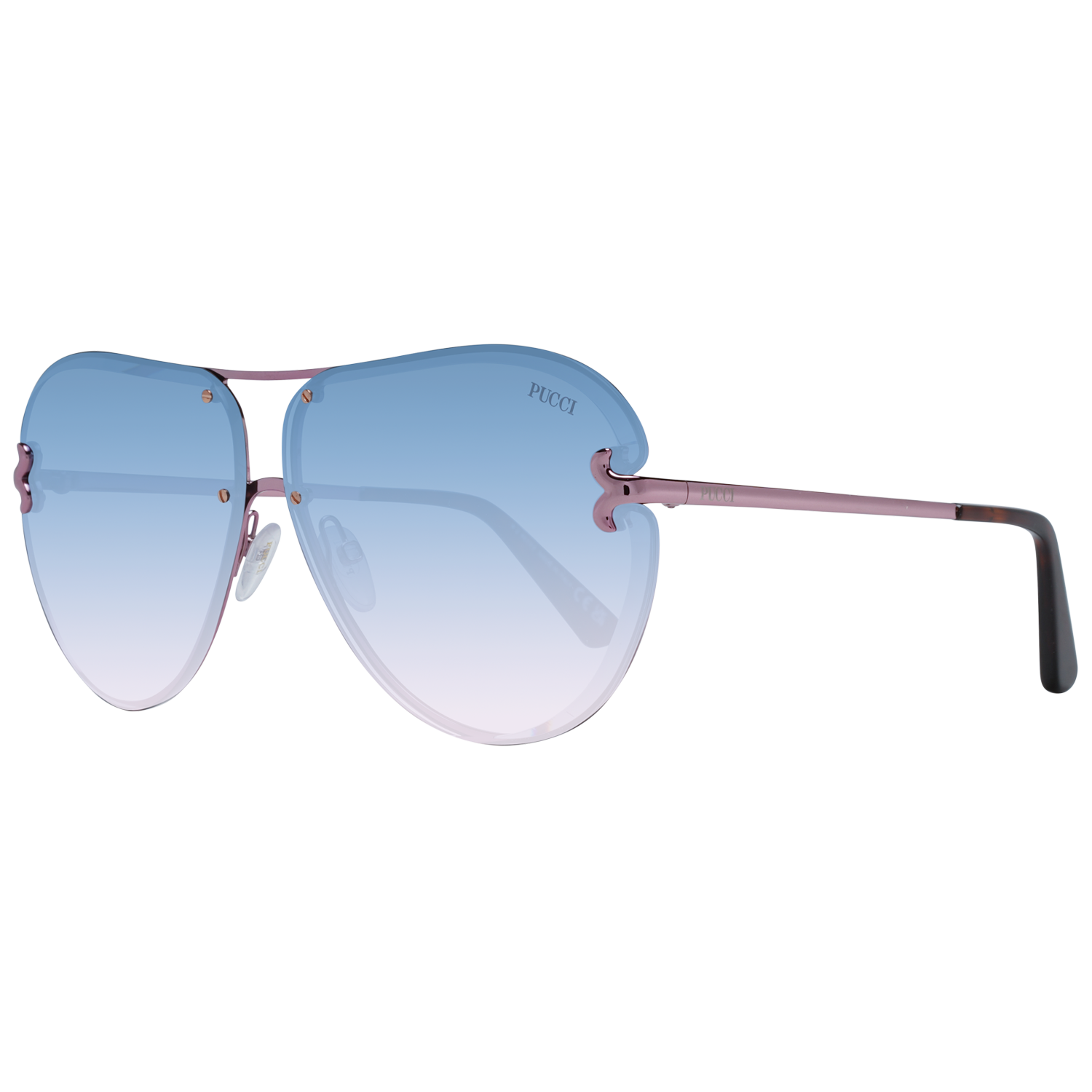 Emilio Pucci Sunglasses Emilio Pucci Sunglasses EP0217 72W 66mm - Women Rose/ Blue Gradient Pilot-Aviator Half-Rim Eyeglasses Eyewear UK USA Australia 