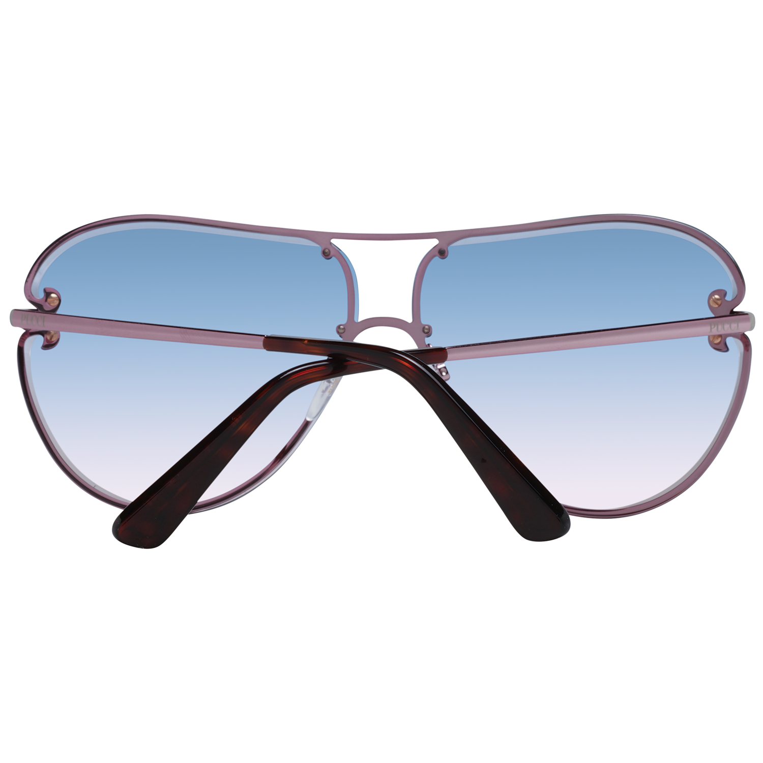 Emilio Pucci Sunglasses Emilio Pucci Sunglasses EP0217 72W 66mm - Women Rose/ Blue Gradient Pilot-Aviator Half-Rim Eyeglasses Eyewear UK USA Australia 