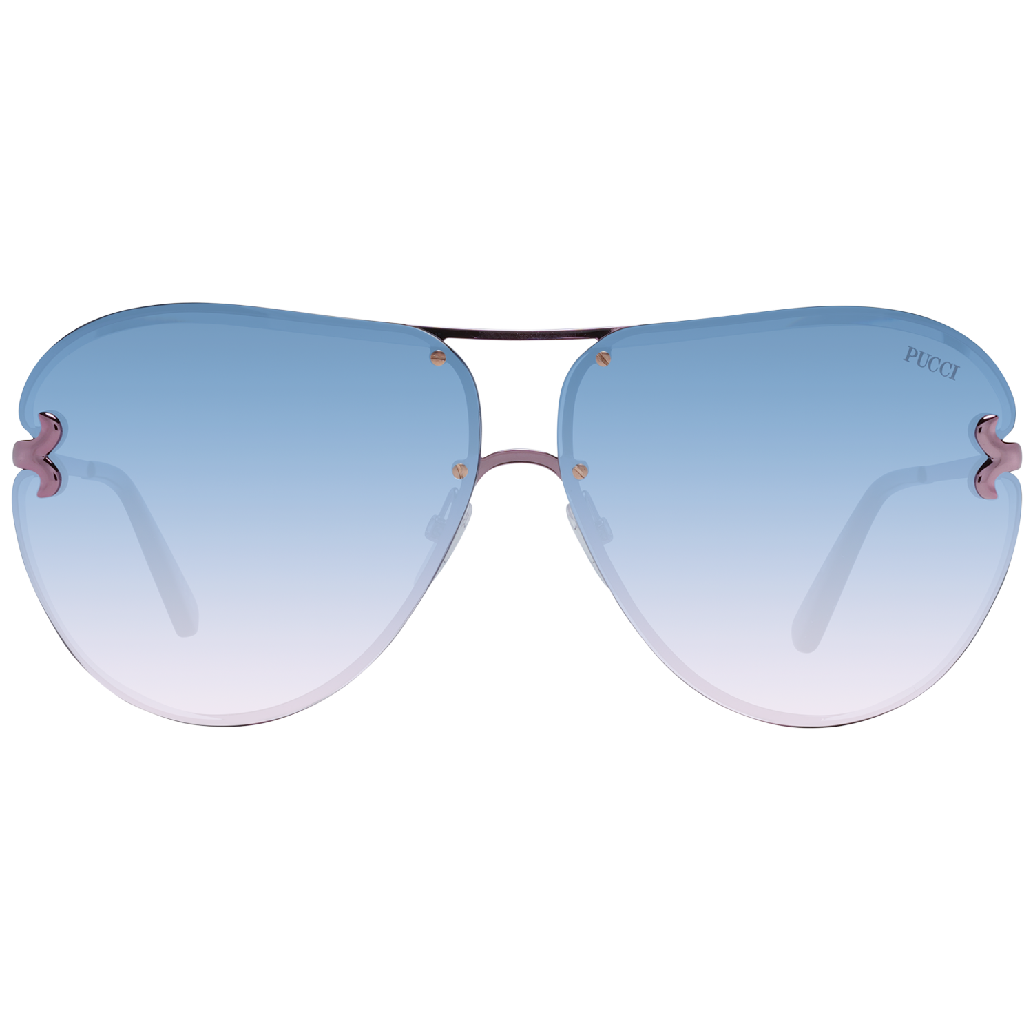 Emilio Pucci Sunglasses Emilio Pucci Sunglasses EP0217 72W 66mm - Women Rose/ Blue Gradient Pilot-Aviator Half-Rim Eyeglasses Eyewear UK USA Australia 