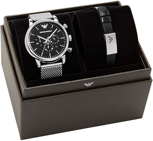 Emporio Armani Watches Emporio Armani Watch AR80062 Gift Set Stylish Men’s Watch / Matching Leather Bracelet Eyeglasses Eyewear UK USA Australia 