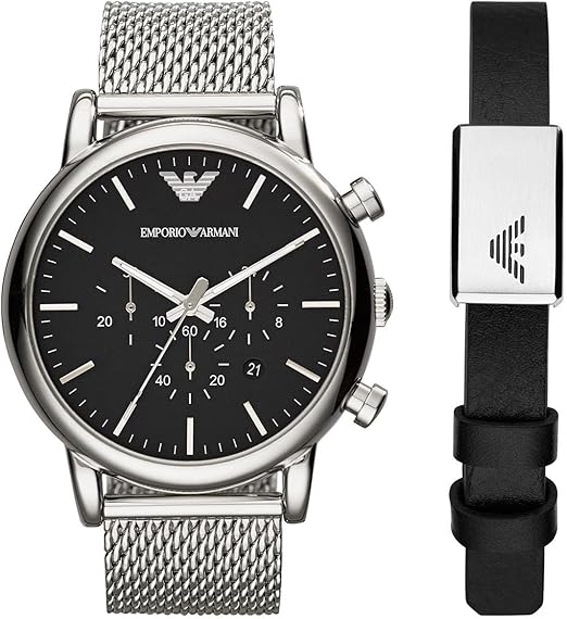 Emporio Armani Watches Emporio Armani Watch AR80062 Gift Set Stylish Men’s Watch / Matching Leather Bracelet Eyeglasses Eyewear UK USA Australia 