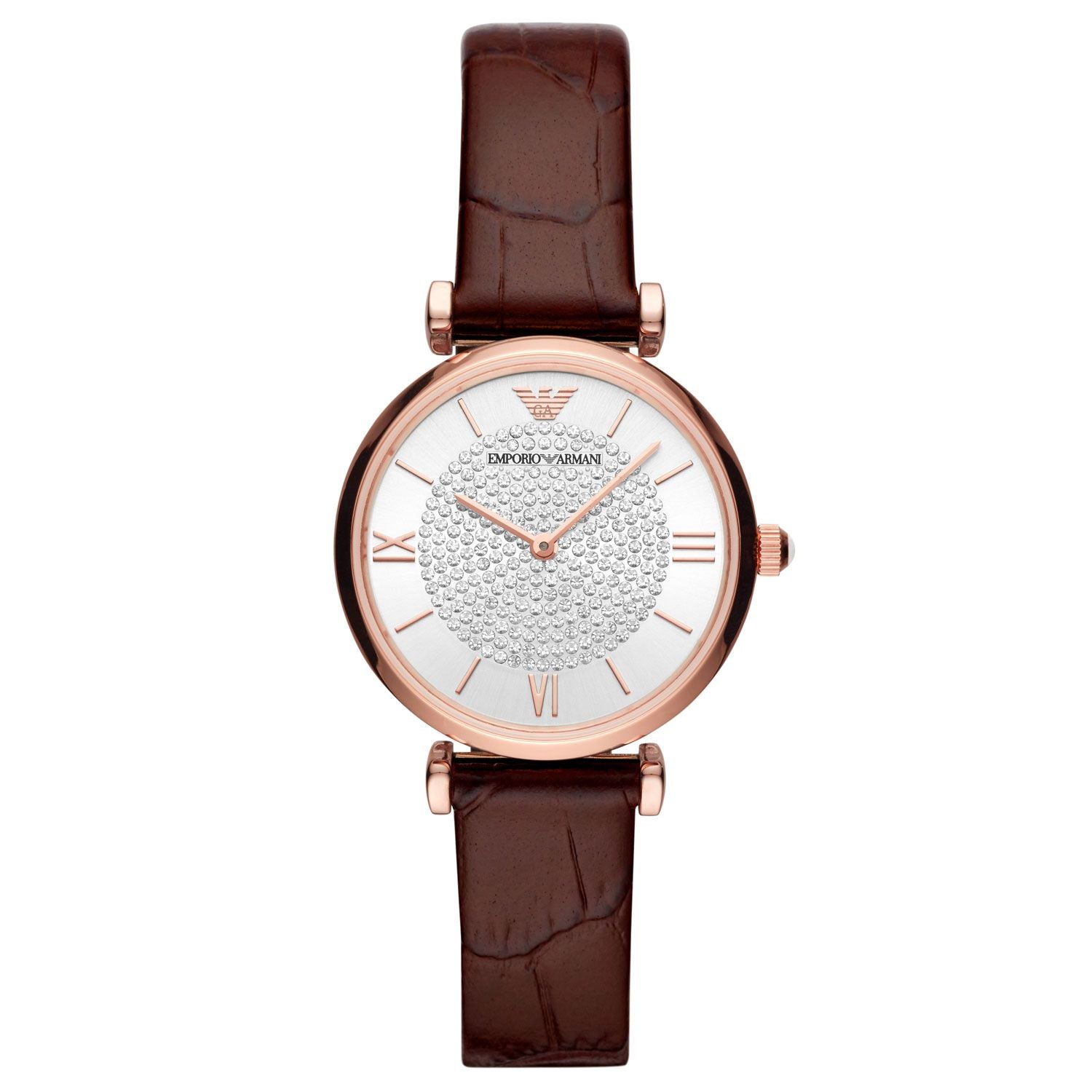 Emporio Armani Watches Emporio Armani Women Two Hand Brown Leather Watch AR11269 Eyeglasses Eyewear UK USA Australia 