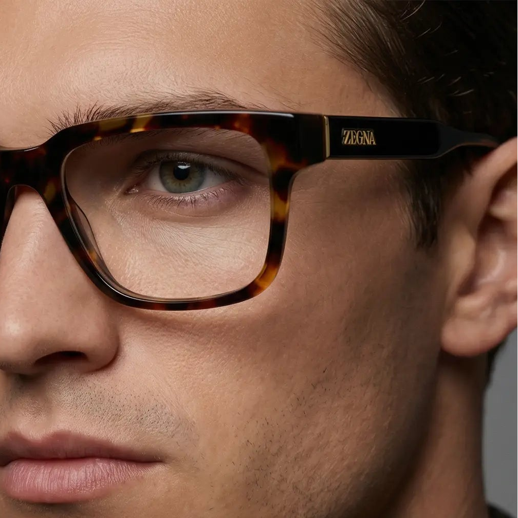 Ermenegildo Zegna Eyeglasses Ermenegildo Zegna Eyeglasses EZ5260 054 Brown Tortoise Rectangle Frames 52mm Eyeglasses Eyewear designer