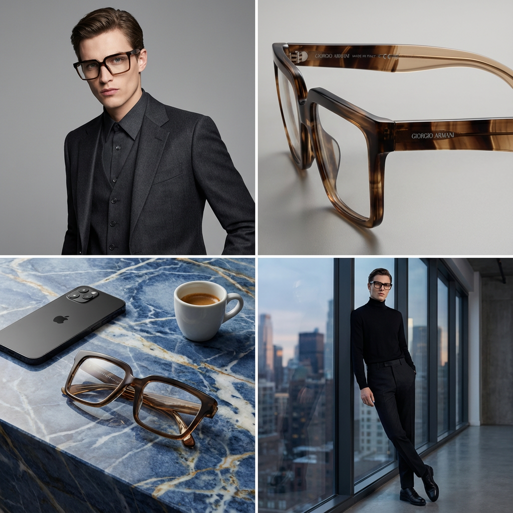 Giorgio Armani Eyeglasses Giorgio Armani Eyeglasses Frames Brown Square Full-Rim 0AR7230U 5958 55mm Eyeglasses Eyewear designer