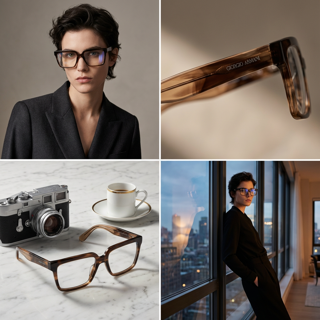 Giorgio Armani Eyeglasses Giorgio Armani Eyeglasses Frames Brown Square Full-Rim 0AR7230U 5958 55mm Eyeglasses Eyewear designer