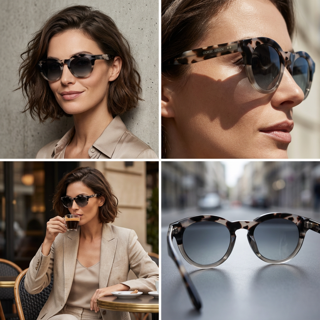 Giorgio Armani Sunglasses Giorgio Armani Sunglasses AR8189U 600987 Round Grey Multi-Colour Unisex 51mm Eyeglasses Eyewear designer