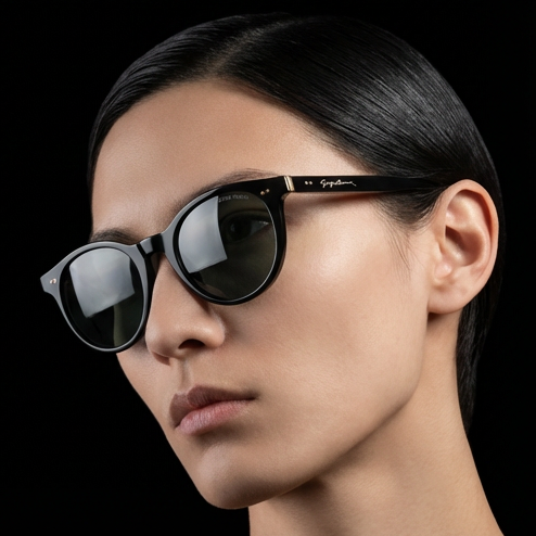 Giorgio Armani Sunglasses Giorgio Armani Sunglasses Black Round Unisex Grey Lenses 0AR8199U 587587 50mm Eyeglasses Eyewear designer