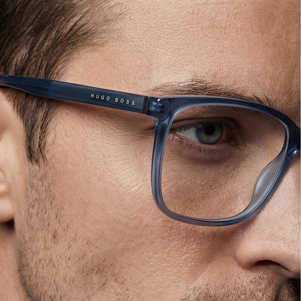 Hugo Boss Eyeglasses Hugo Boss Eyeglasses BOSS 1300/U JBW15 Blue Rectangular Frames 57mm Eyeglasses Eyewear designer