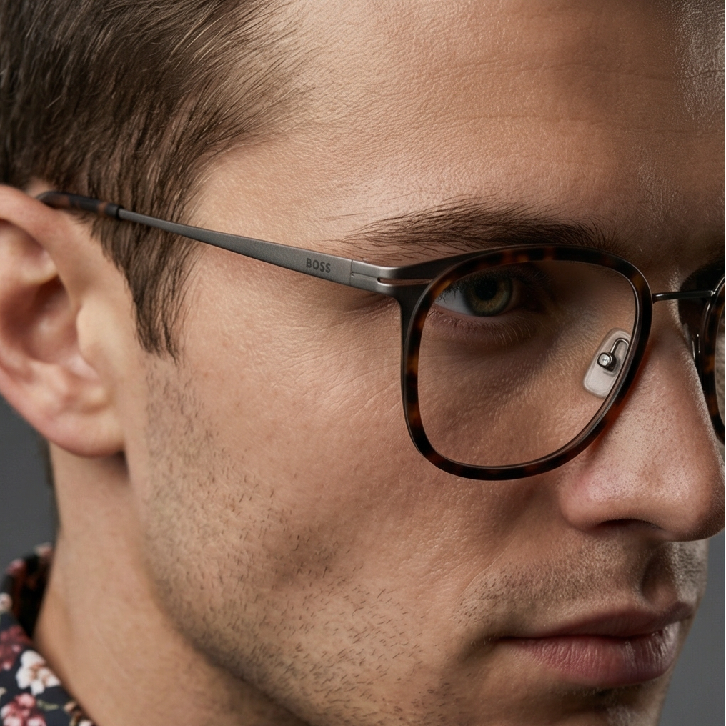 Hugo Boss Eyeglasses Hugo Boss Eyeglasses Men Brown Rectangular Stainless Steel Frames BOSS 1427 CAG 53mm Eyeglasses Eyewear designer