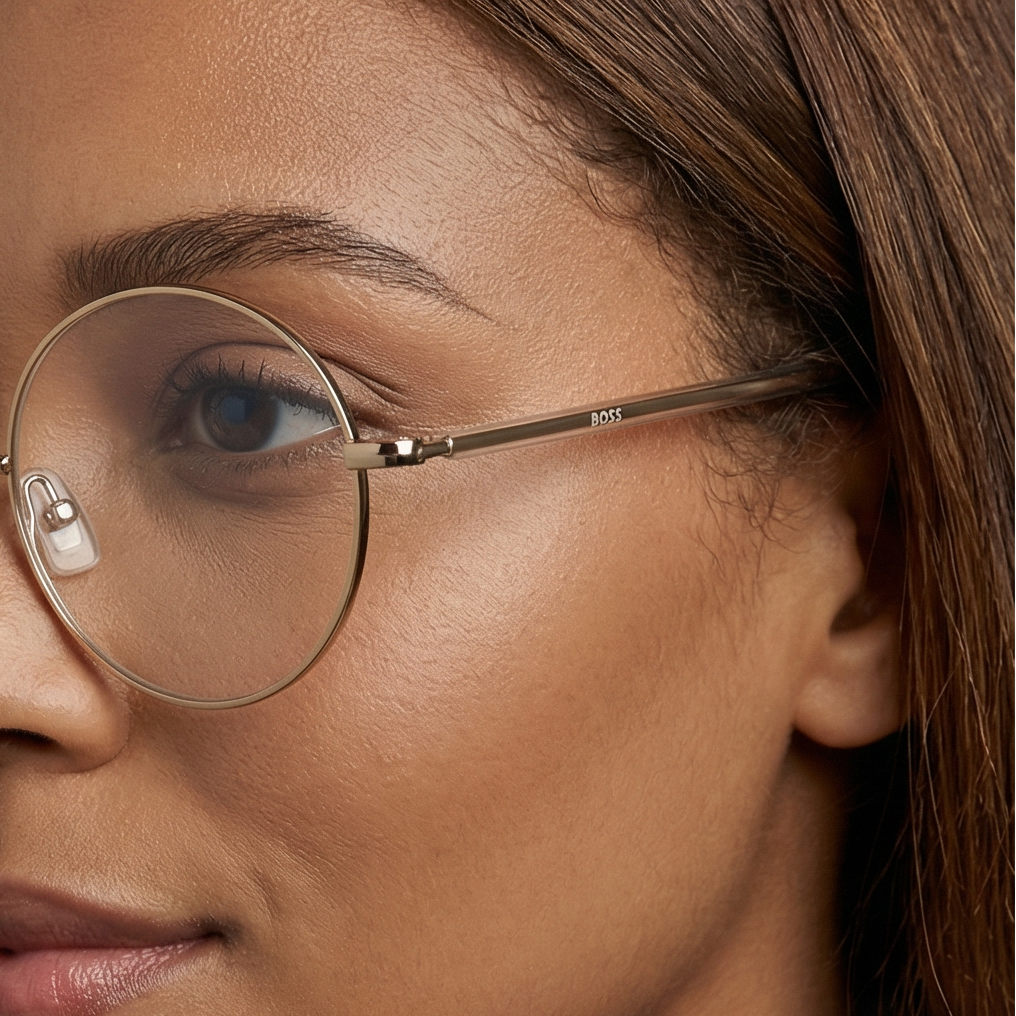 Hugo Boss Optical Frames Hugo Boss Eyeglasses Women Gold Round Titanium Frames BOSS 1397 19 52mm Eyeglasses Eyewear designer