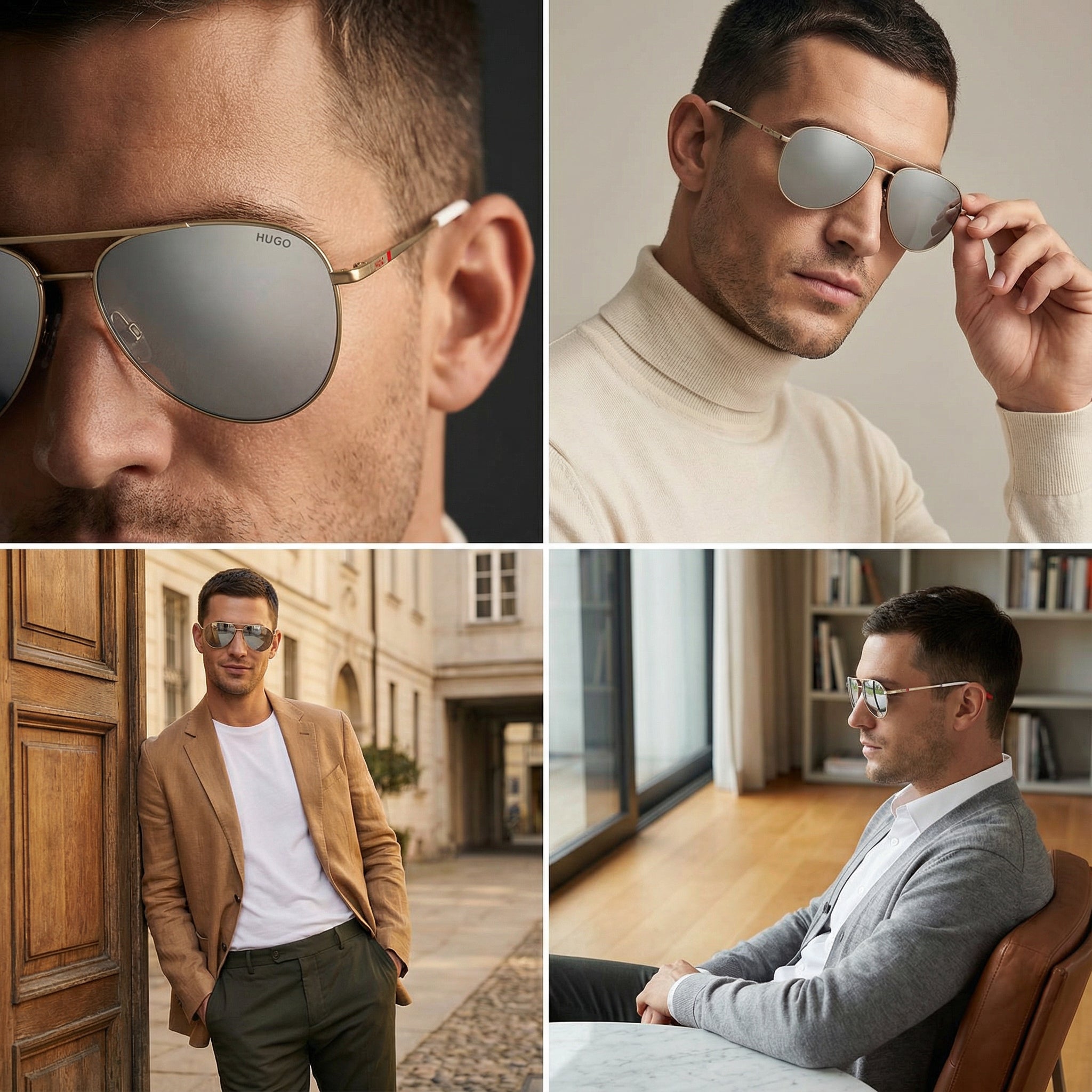 Hugo Sunglasses Hugo Boss Sunglasses HG 1318/S CTLT4 Men Silver Pilot-Aviator Full Rim Grey Mirror 59mm Eyeglasses Eyewear designer