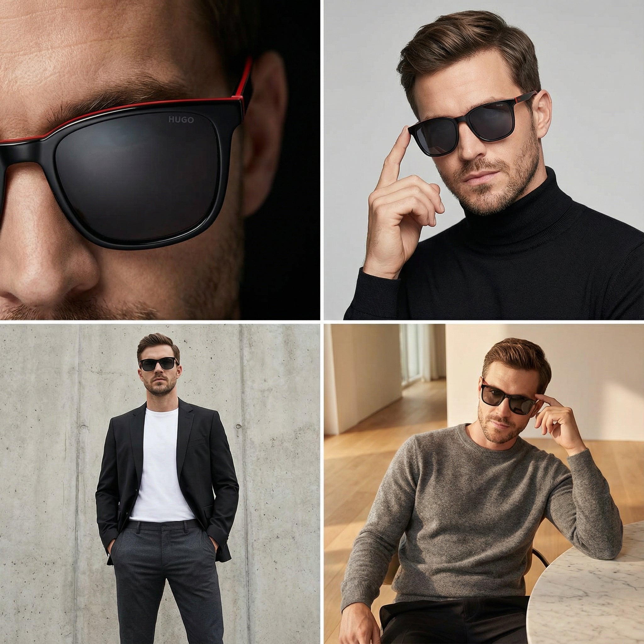 Hugo Sunglasses Hugo Boss Sunglasses HG 1356/S 807IR Men Black Square Full Rim Grey 55mm Eyeglasses Eyewear designer