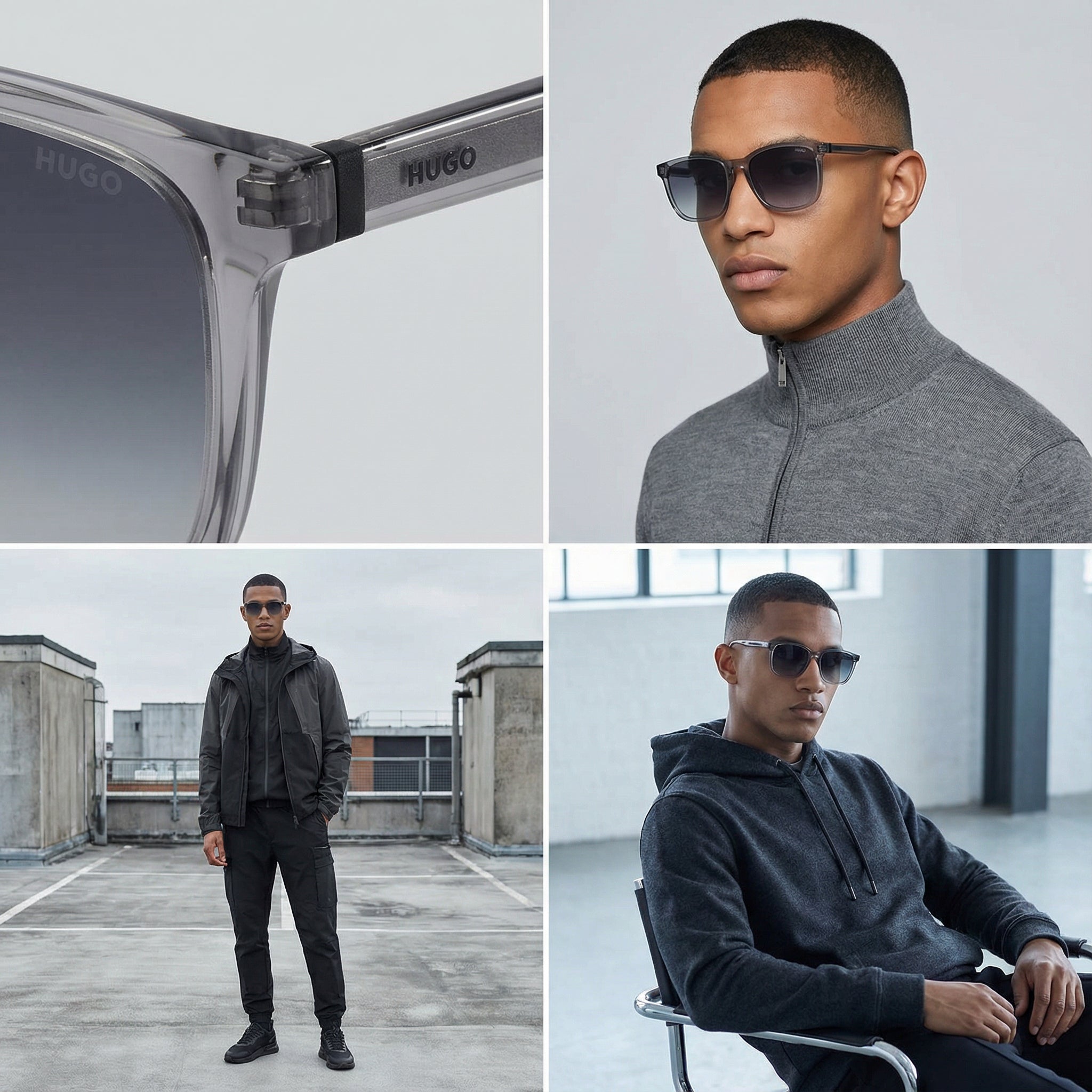 Hugo Sunglasses Hugo Boss Sunglasses HG 1356/S KB79O Men Grey Square Full Rim Grey Gradient 55mm Eyeglasses Eyewear designer