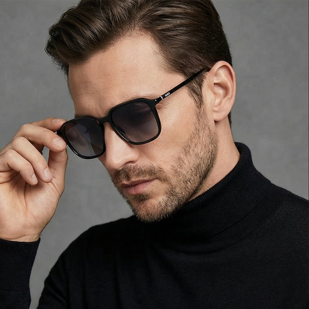 Hugo Sunglasses Hugo Boss Sunglasses HG1347/S 8079O Black Rectangle Grey Gradient Men 52mm Eyeglasses Eyewear designer