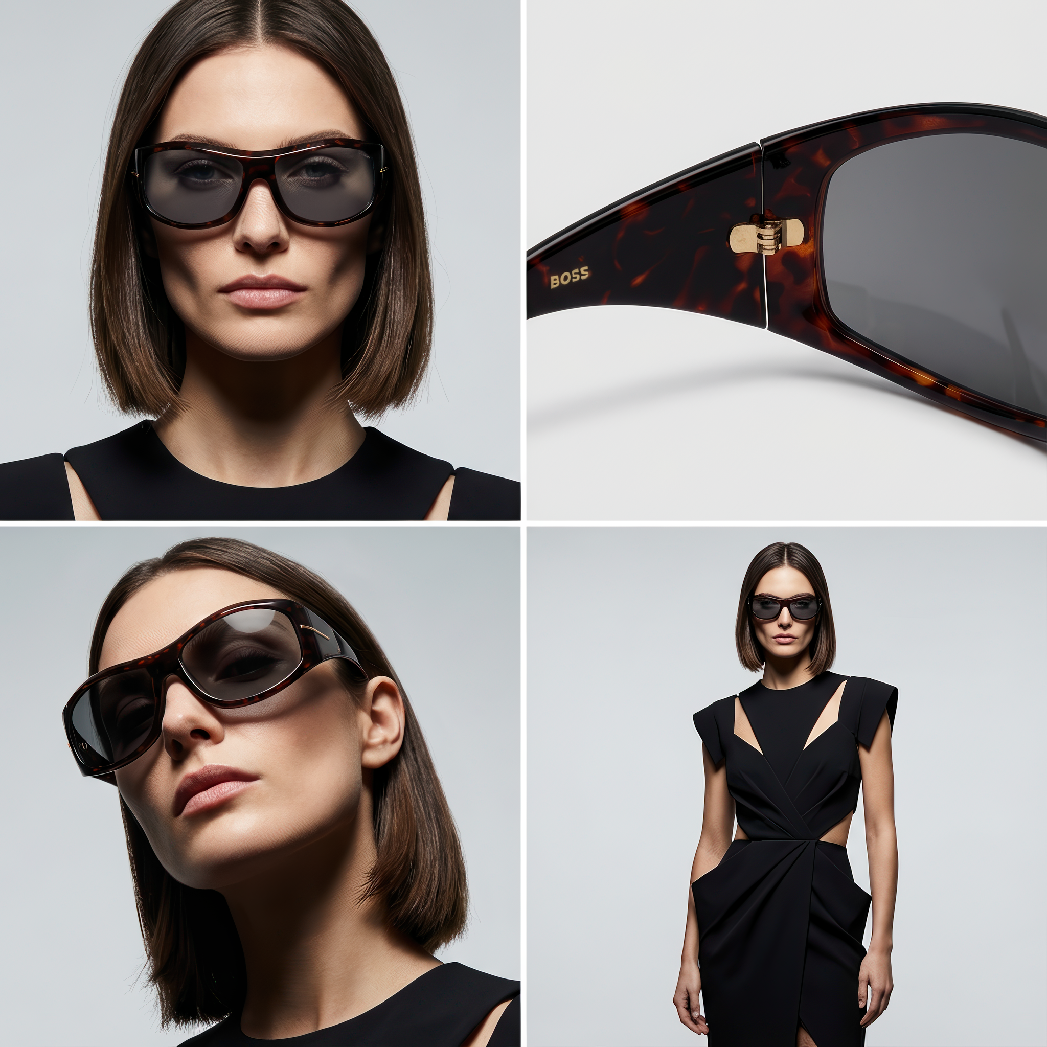 Hugo Boss Sunglasses Hugo Boss Sunglasses Women Brown Rectangular Grey Wraparound BOSS 1653/S 086IR 70mm Eyeglasses Eyewear designer