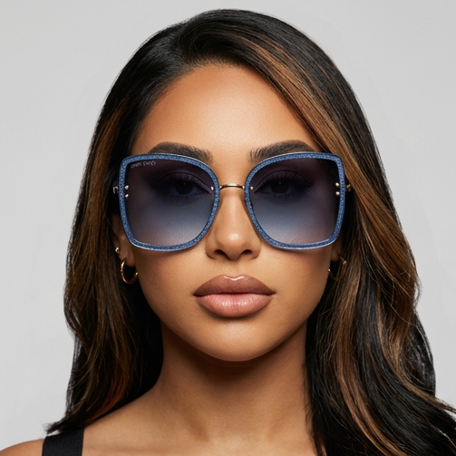 Jimmy Choo Sunglasses Jimmy Choo Sunglasses LETI/S LKSGB Blue Glitter Butterfly Gradient Women 62mm Eyeglasses Eyewear designer