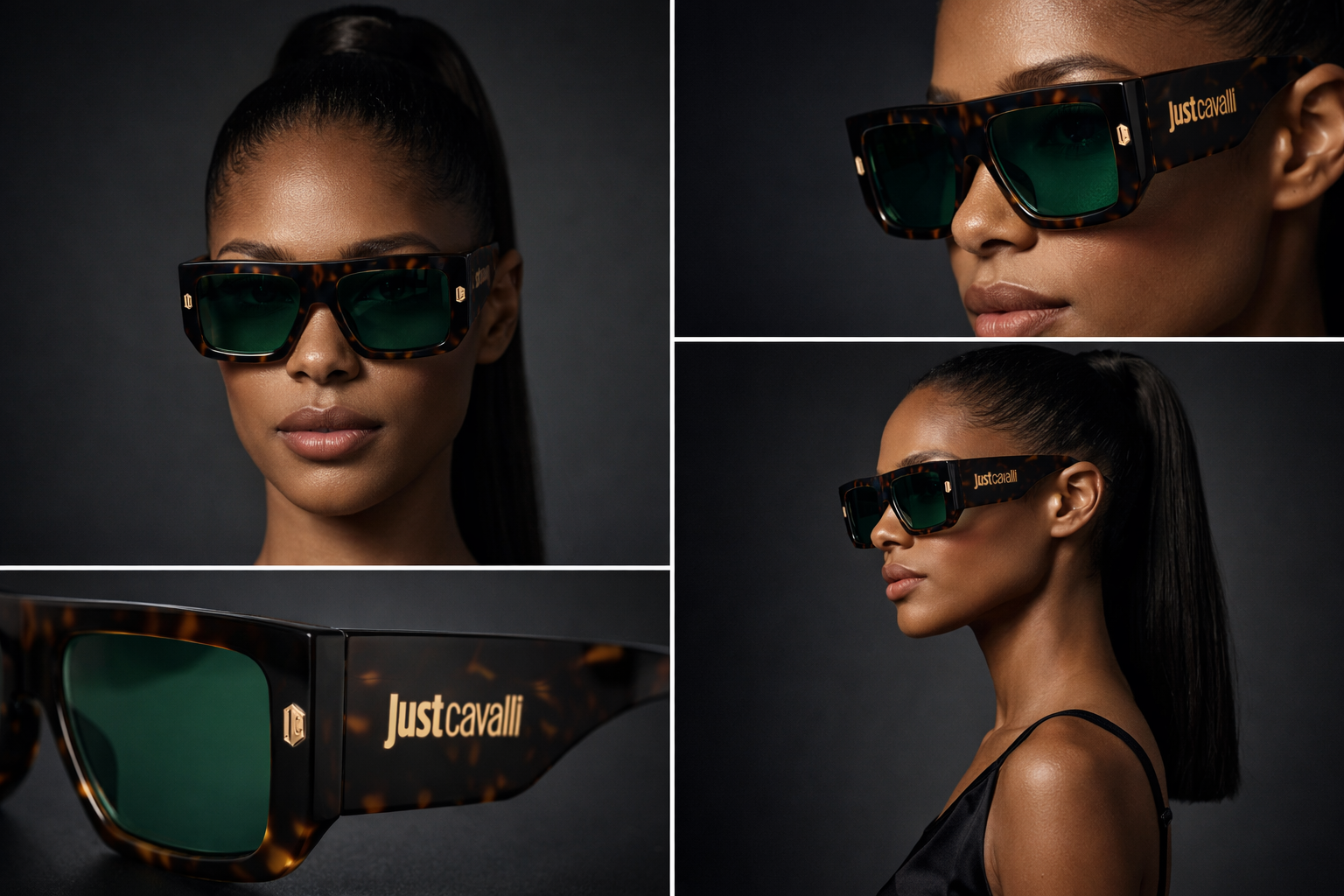 Just Cavalli Sunglasses Just Cavalli Sunglasses SJC022 0722 Brown Square Green Lens 56mm Eyeglasses Eyewear designer