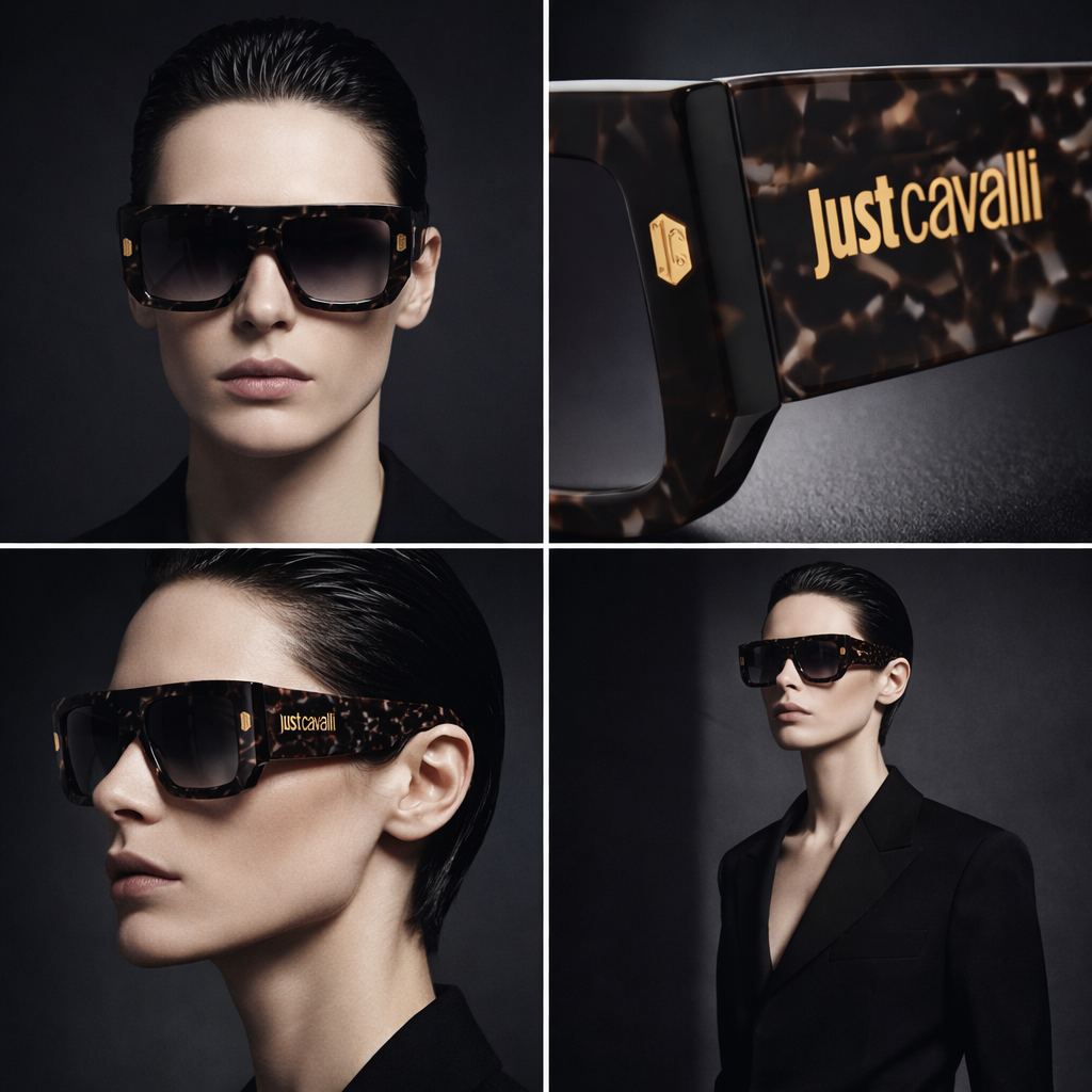 Just Cavalli Sunglasses Just Cavalli Sunglasses SJC022 096N Black Square Grey Gradient 56mm Eyeglasses Eyewear designer