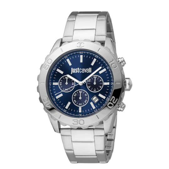 Just Cavalli Watches Just Cavalli Watch Gents Chronograph Stainless Steel Blue Dial JC1G214M0065 Eyeglasses Eyewear UK USA Australia 