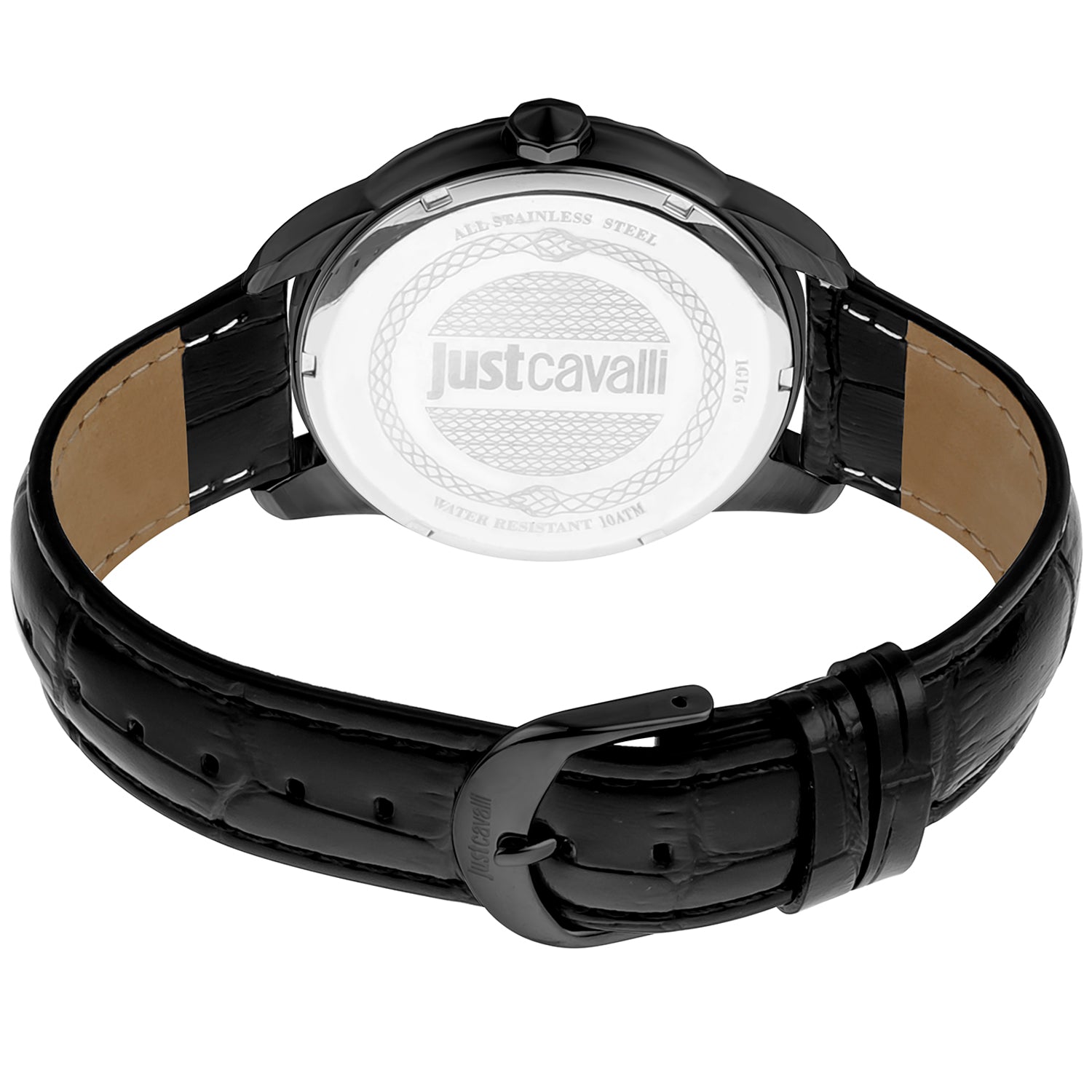 Just Cavalli Watches Just Cavalli Watch Men's Black Leather Strap Quartz JC1G176L0035 Eyeglasses Eyewear UK USA Australia 