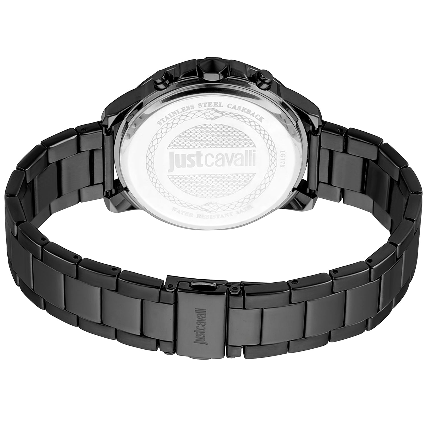 Just Cavalli Watches Just Cavalli Watch Men's Chronograph Black Stainless Steel Bracelet Quartz JC1G178M0075 Eyeglasses Eyewear UK USA Australia 