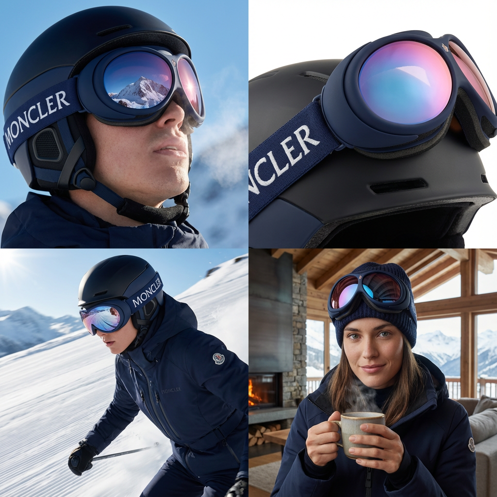 Moncler Snow Goggles Moncler Ski Goggles ML0130 91X Blue Mirror Sport Full Rim Unisex 89mm Italy Eyeglasses Eyewear designer