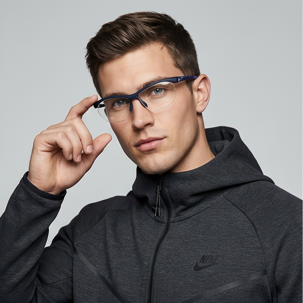 Nike Eyeglasses Nike Eyeglasses Frames NK7401 410 58mm Men Blue Stainless Steel Square Eyeglasses Eyewear designer