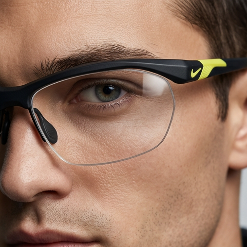 Nike Eyeglasses Nike Eyeglasses NK7401 039 Grey Rectangular Yellow Half Rim Stainless Steel Frames 58mm Eyeglasses Eyewear designer