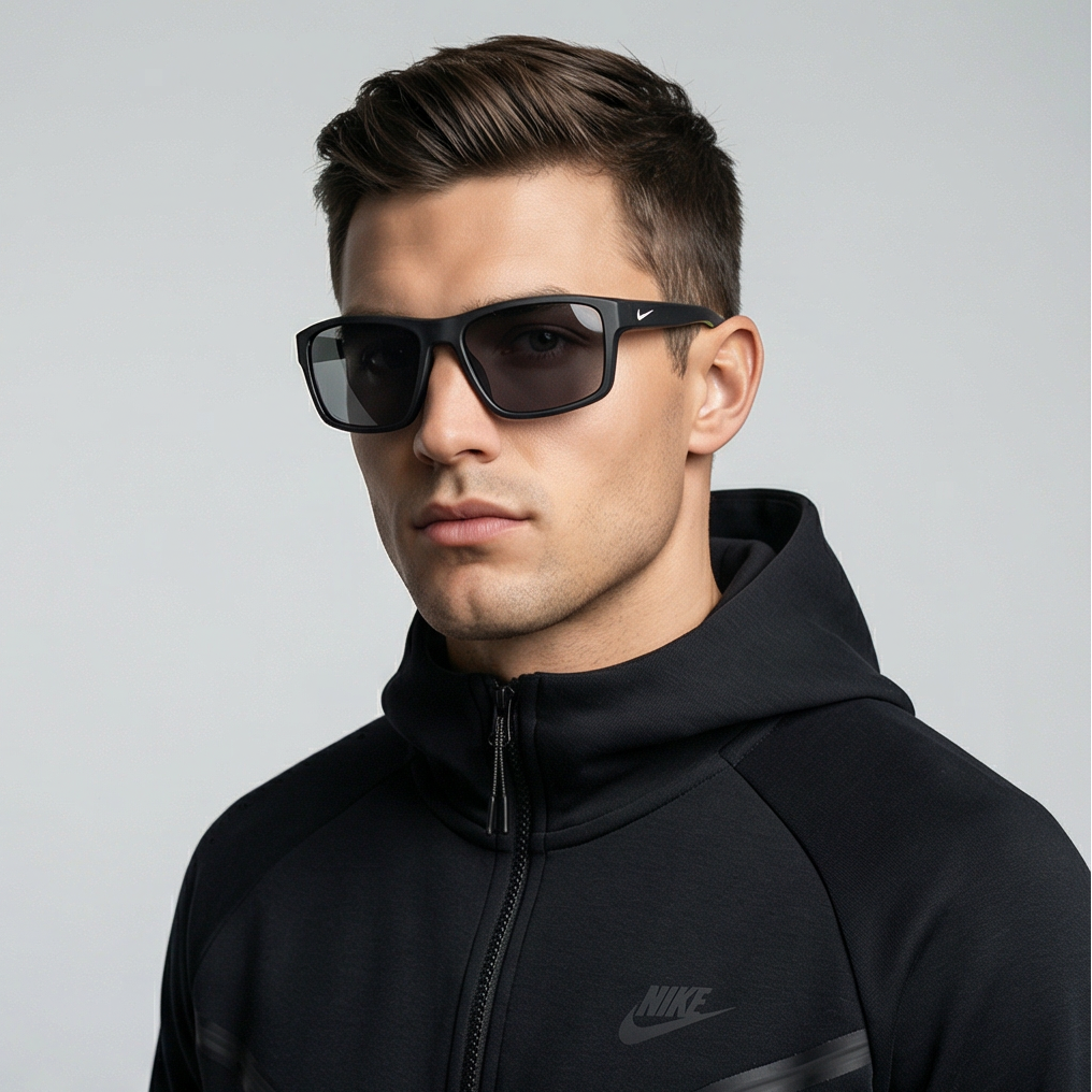 Nike Sunglasses Nike Men Sunglasses DC3294 010 Brazen Fury MI Black Rectangle Grey 60mm Eyeglasses Eyewear designer