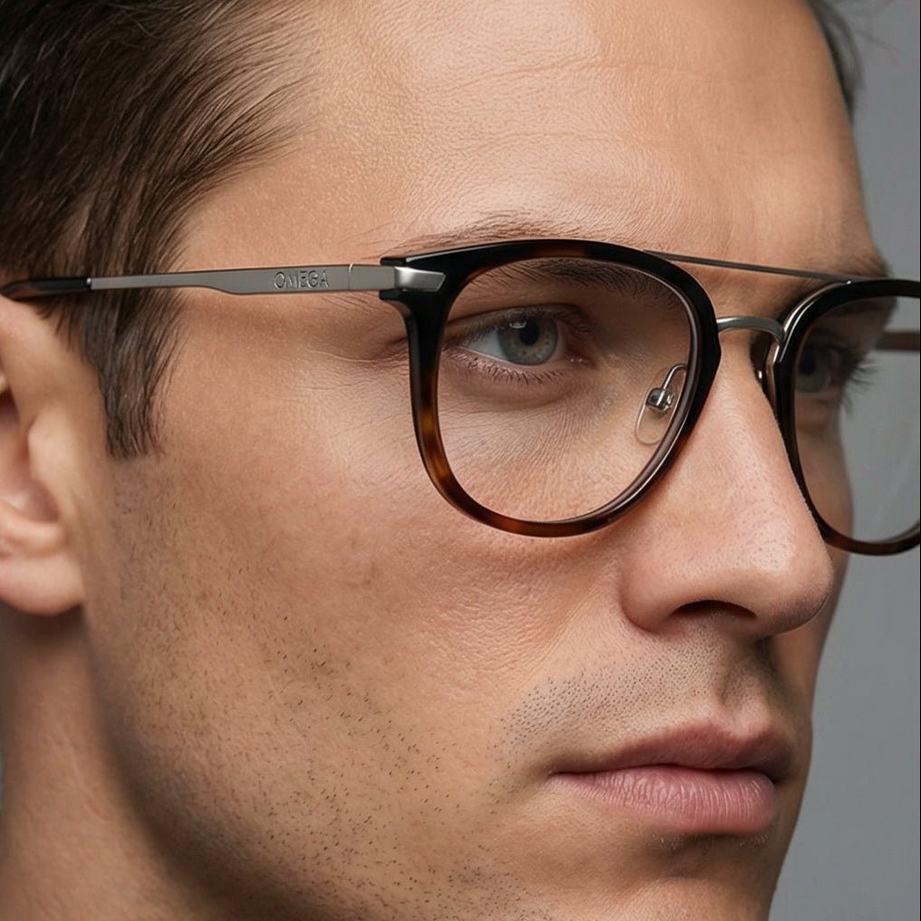 Omega Eyeglasses Omega Glasses Frames OM5024 005 52mm Men's Black Round Full-Rim Eyeglasses Eyewear designer
