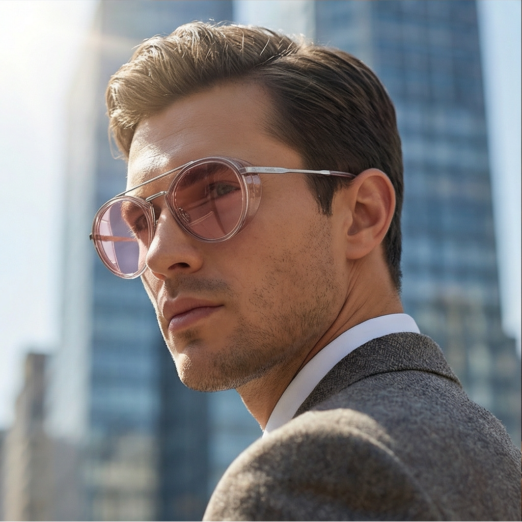 Omega Sunglasses Omega Sunglasses Men OM0021-H 72U Rose Round Mirrored 52mm Pilot-Aviator Eyeglasses Eyewear designer