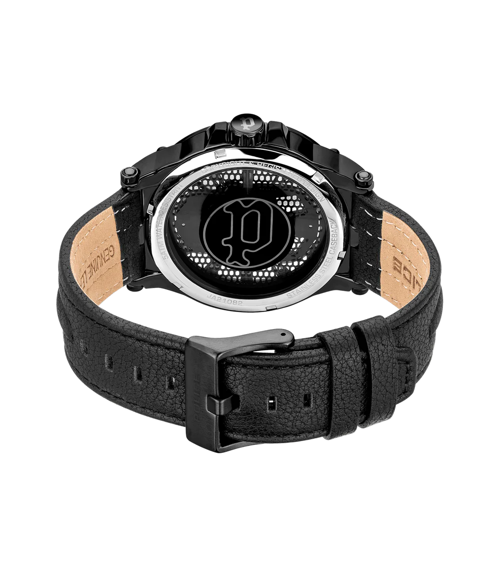 Police Watch Men Black Leather Strap Vertex Analog PEWJA2108201