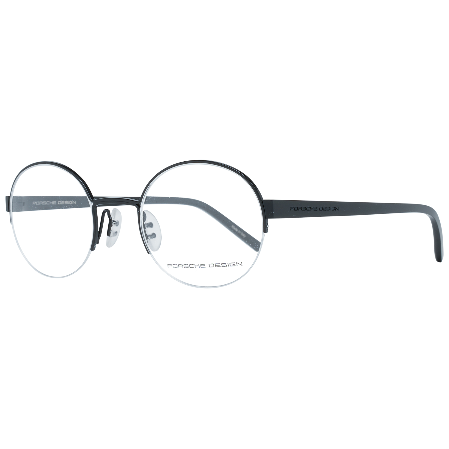 Porsche Design Eyeglasses Porsche Design Glasses Frames P8350 A 50mm Unisex Black Round Half-Rim Eyeglasses Eyewear designer