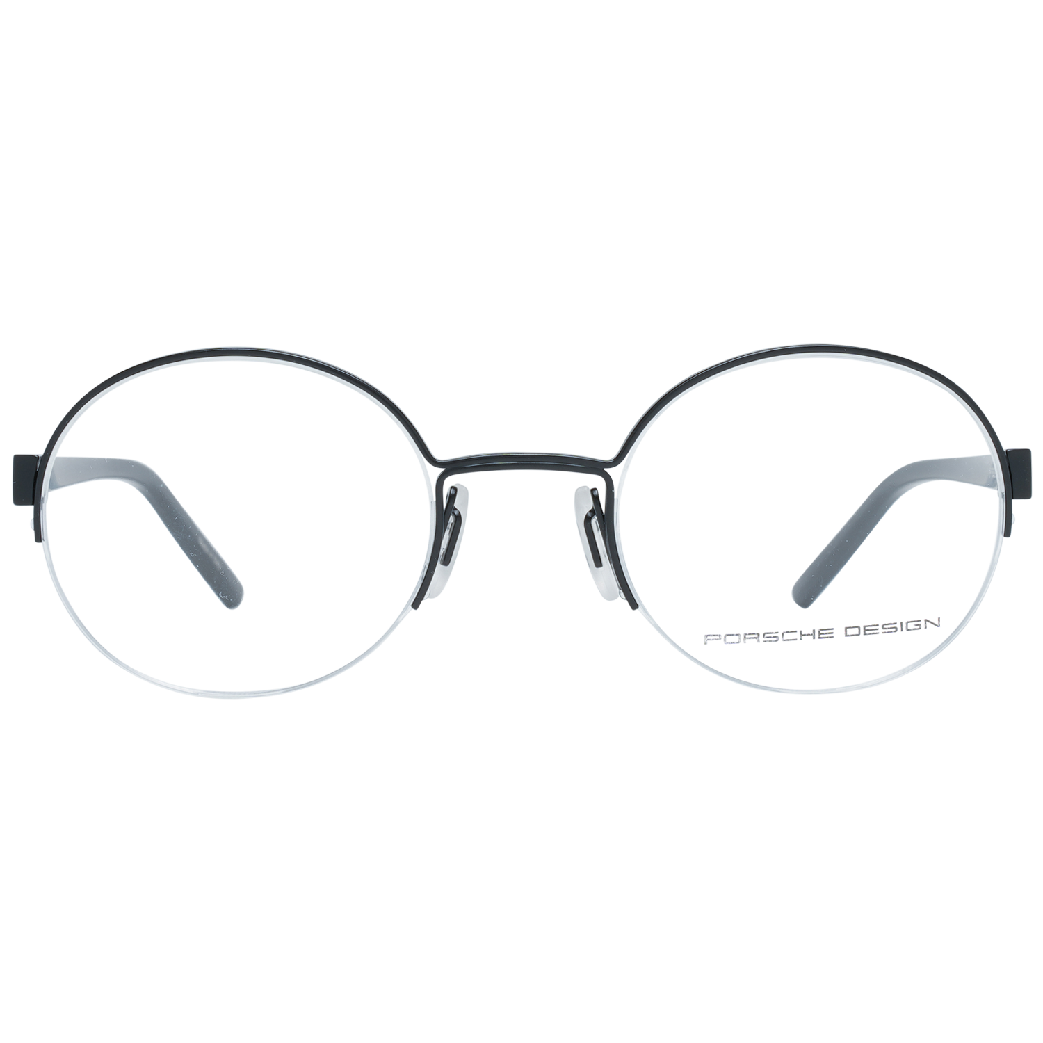 Porsche Design Eyeglasses Porsche Design Glasses Frames P8350 A 50mm Unisex Black Round Half-Rim Eyeglasses Eyewear designer