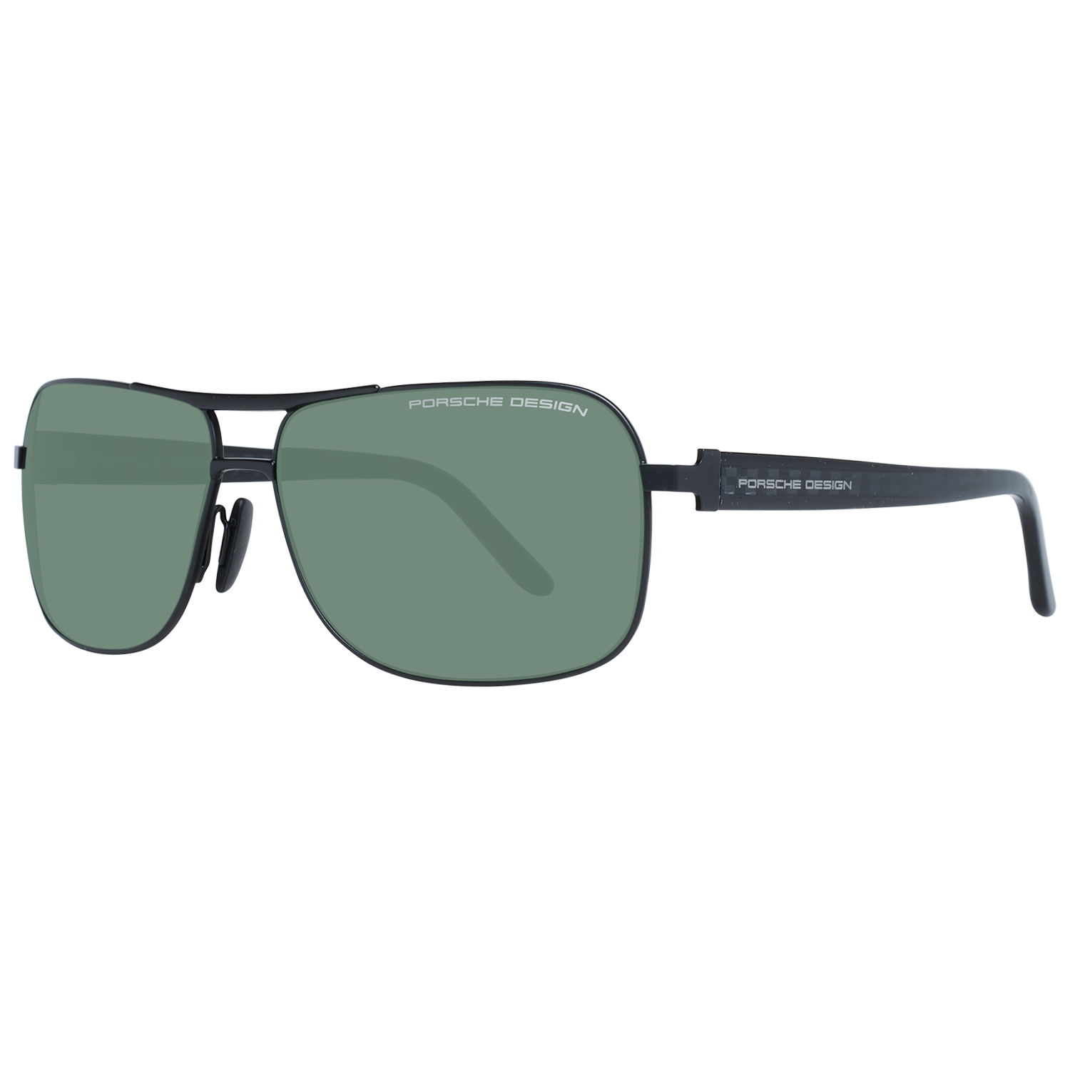 Porsche Design Sunglasses Mens Black Pilot Rectangle w/ Green Lens ...