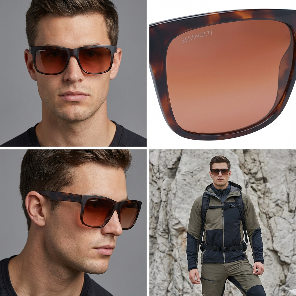 Serengeti Sunglasses Serengeti Sunglasses 8371-AU Positano Tortoiseshell Brown Polarized Rectangular 56mm Eyeglasses Eyewear designer