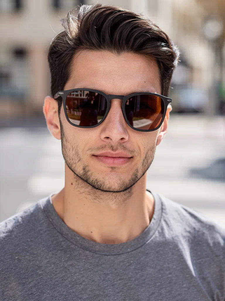 Serengeti Sunglasses Serengeti Sunglasses 8854-AU Delio Black Square Polarized Photochromic 51mm Eyeglasses Eyewear designer