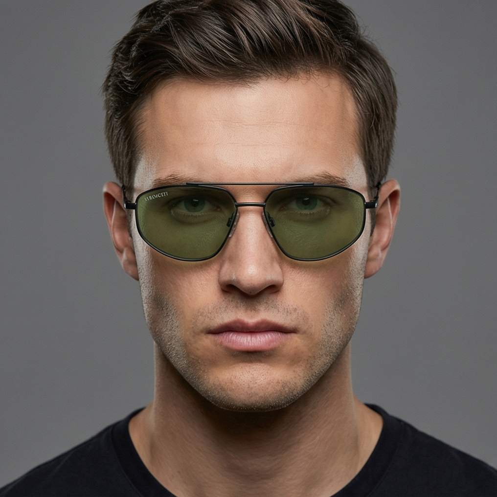 Serengeti Sunglasses Serengeti Sunglasses Men's Black Pilot-Aviator Green Lenses SS539003 Marlon 57mm Eyeglasses Eyewear designer