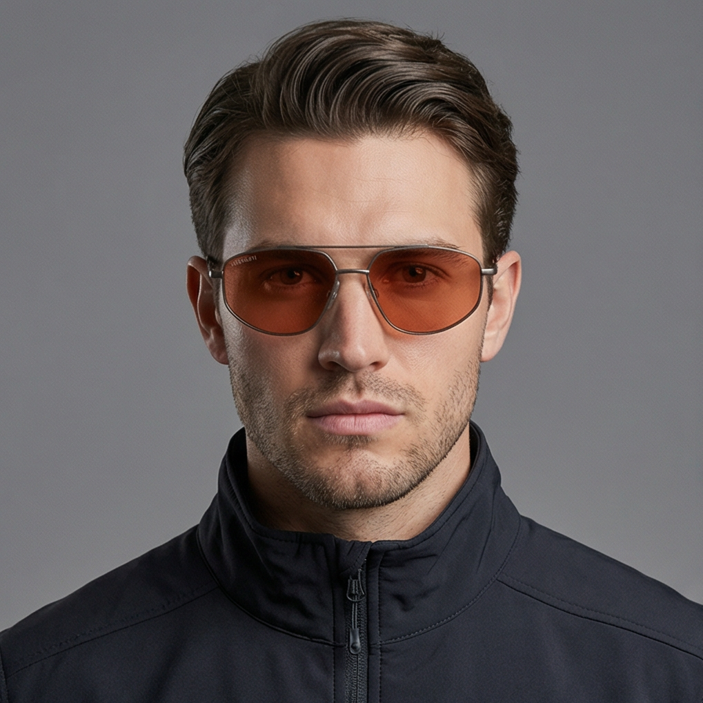 Serengeti Sunglasses Serengeti Sunglasses Men's Bronze Pilot-Aviator, Orange Lenses SS539005 Marlon 57mm Eyeglasses Eyewear designer