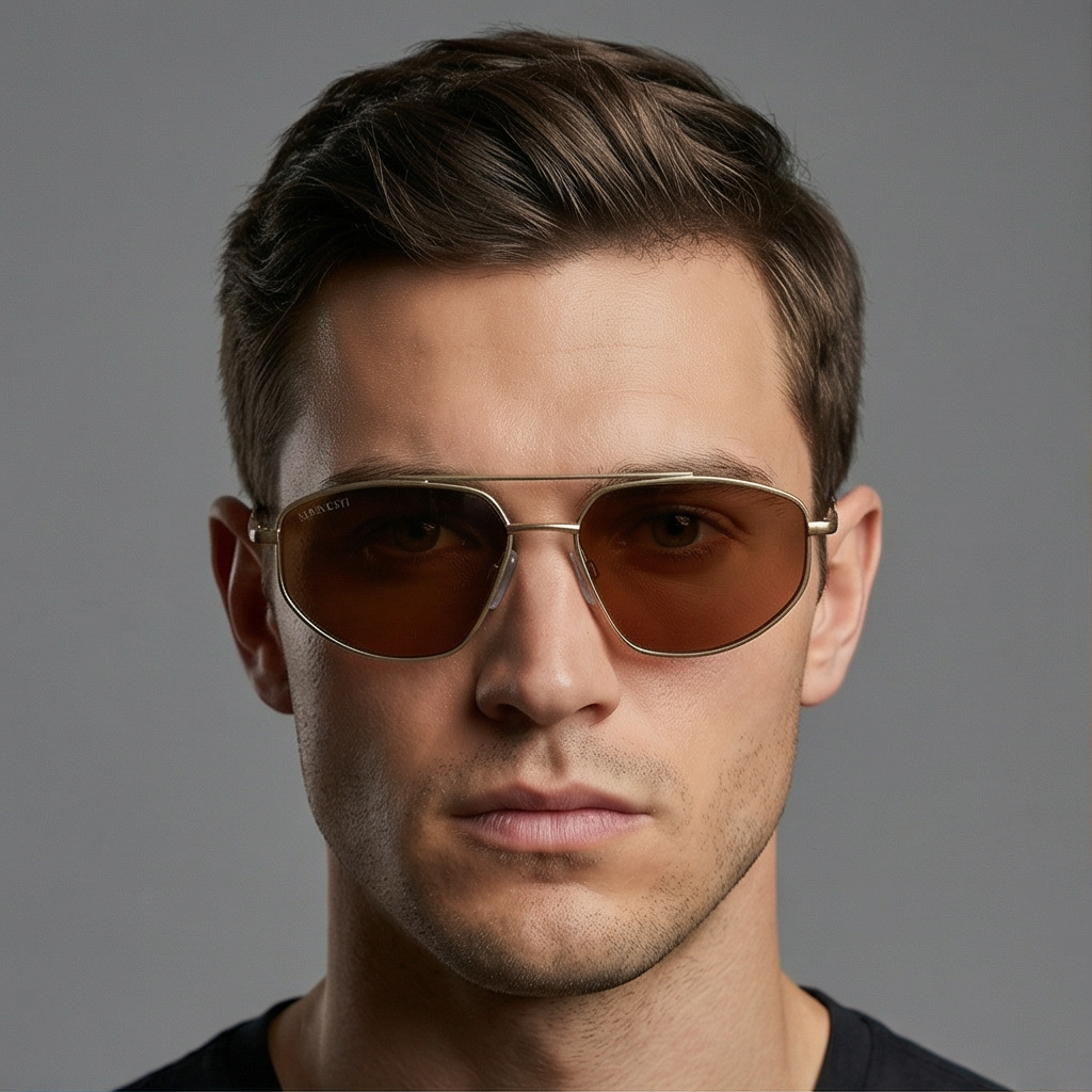 Serengeti Sunglasses Serengeti Sunglasses Men's Gold Aviator Orange Lenses SS539001 Marlon 57mm Eyeglasses Eyewear designer