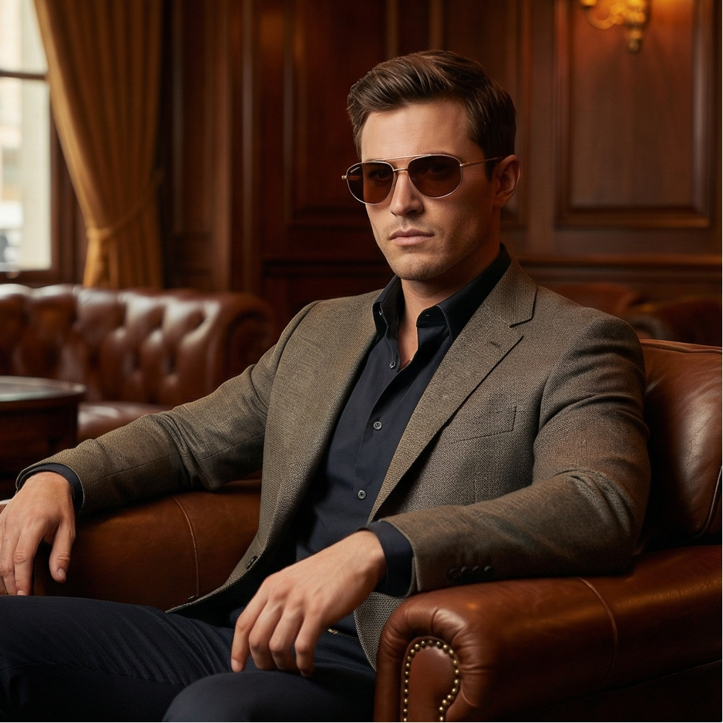 Serengeti Sunglasses Serengeti Sunglasses Men's Gold Aviator Orange Lenses SS539001 Marlon 57mm Eyeglasses Eyewear designer