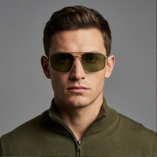 Serengeti Sunglasses Serengeti Sunglasses SS546005 Wayne Gold Pilot-Aviator Green Lens 57mm Eyeglasses Eyewear designer