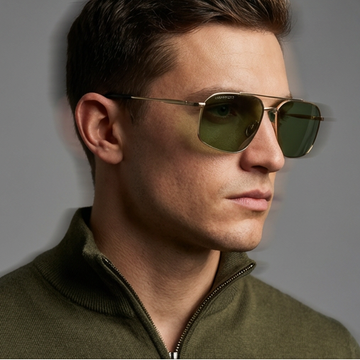 Serengeti Sunglasses Serengeti Sunglasses SS546005 Wayne Gold Pilot-Aviator Green Lens 57mm Eyeglasses Eyewear designer