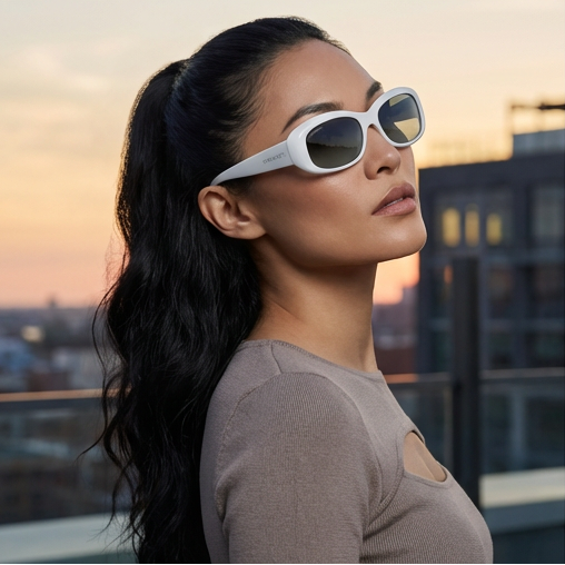 Serengeti Sunglasses Serengeti Sunglasses Women's White Rectangular Green Polarized SS008001 Bianca 56mm Eyeglasses Eyewear designer