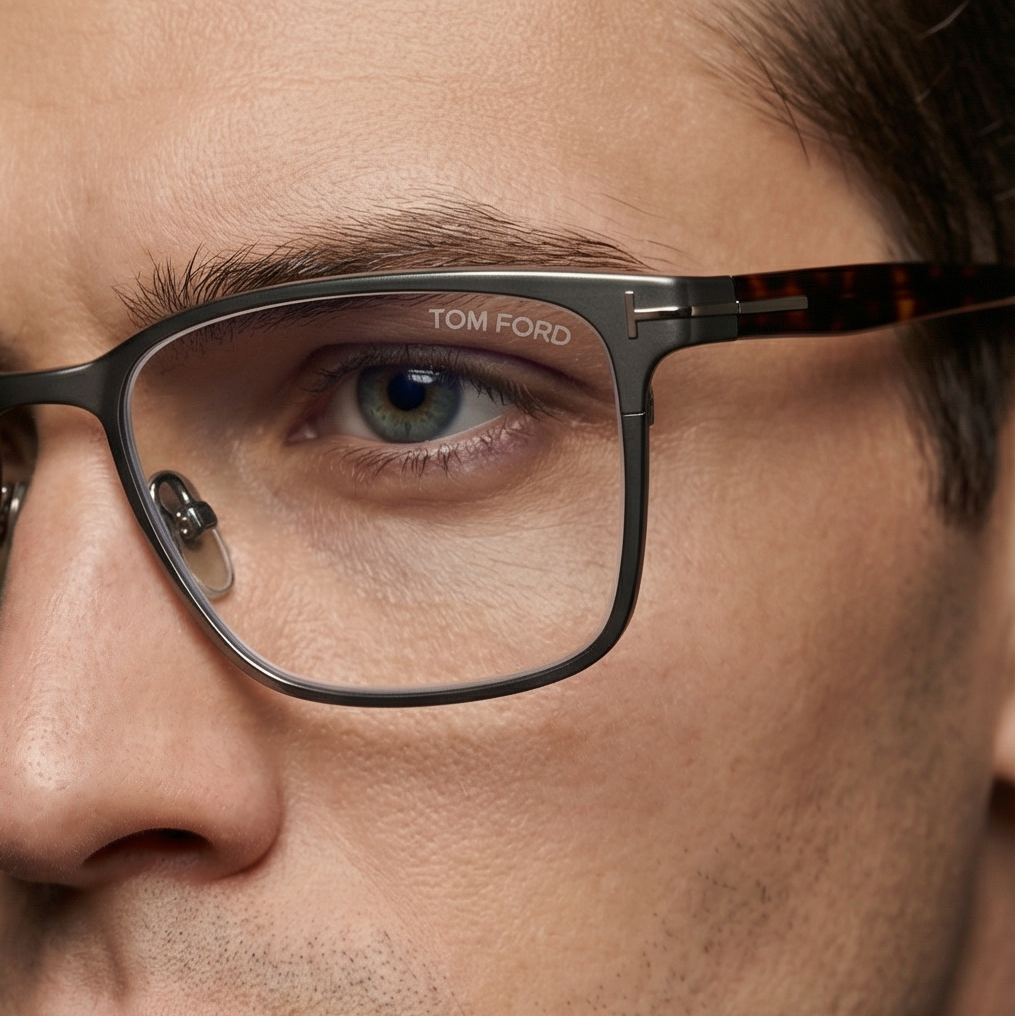 Tom Ford Eyeglasses Tom Ford Eyeglasses FT5733-B 008 Silver Rectangular Full Rim Frames Men 55mm Eyeglasses Eyewear designer