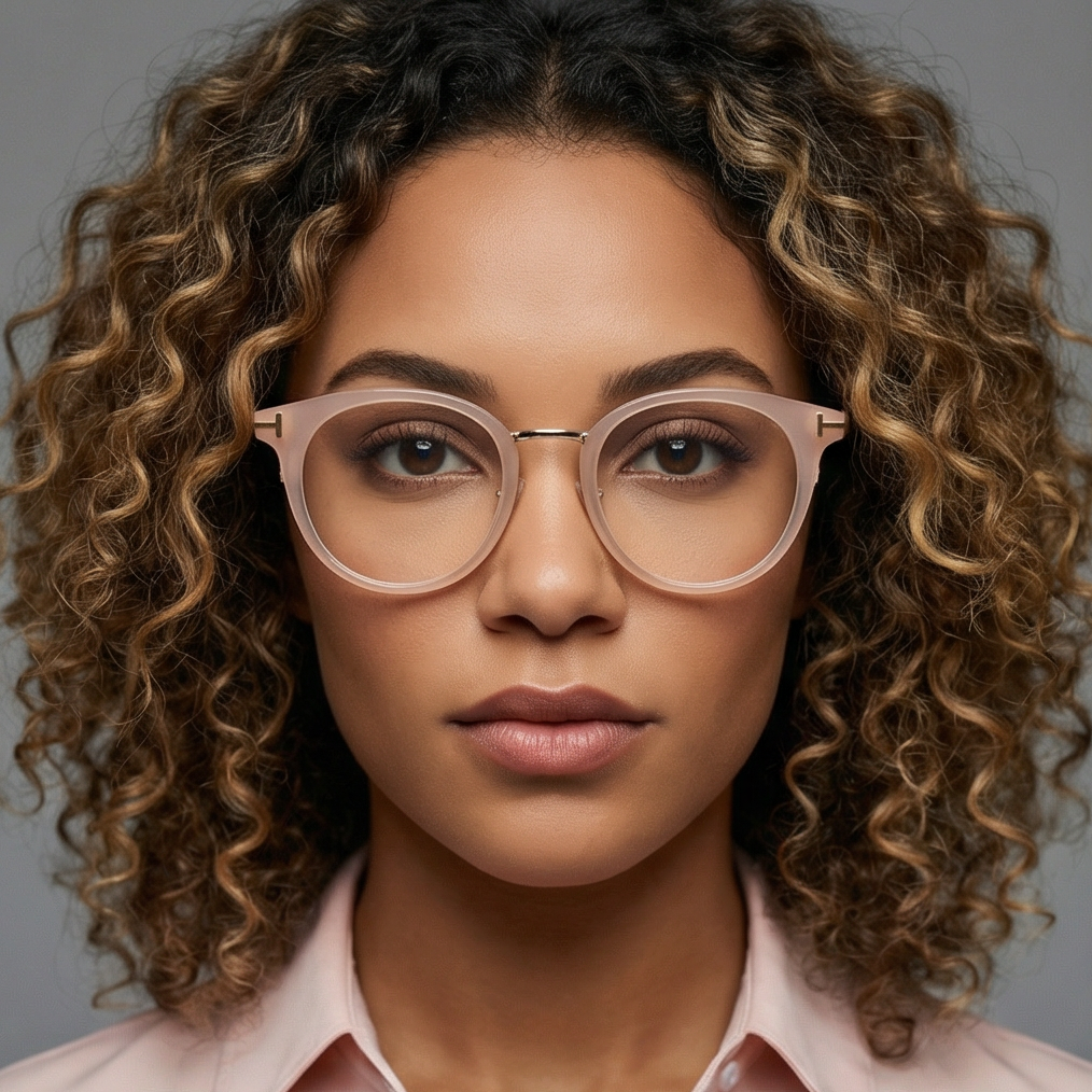 Tom Ford Eyeglasses Tom Ford Eyeglasses FT5784-D-B 072 Women Rose Round Blue Light Frames 48mm Eyeglasses Eyewear designer