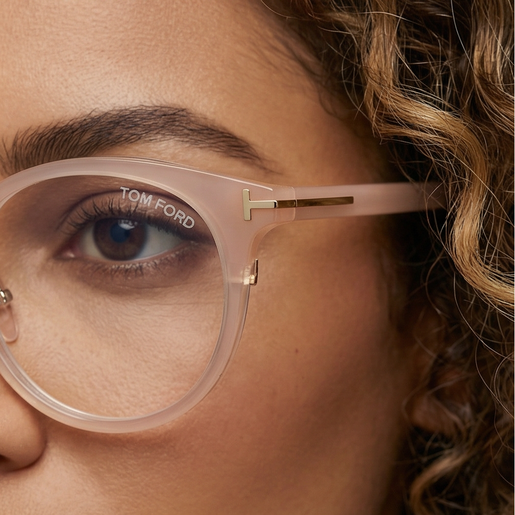 Tom Ford Eyeglasses Tom Ford Eyeglasses FT5784-D-B 072 Women Rose Round Blue Light Frames 48mm Eyeglasses Eyewear designer