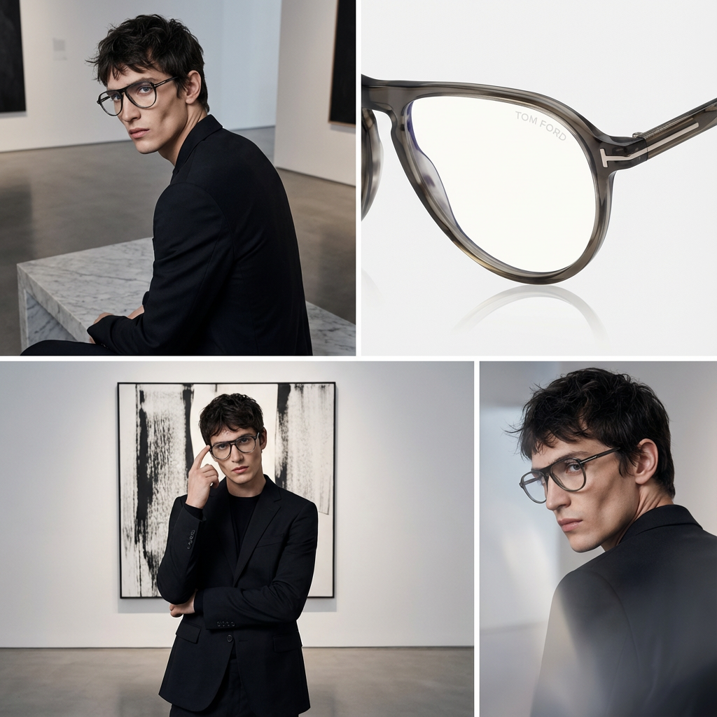 Tom Ford Eyeglasses Tom Ford Eyeglasses FT5869-B 020 Brown Pilot-Aviator Full Rim Men 54mm Eyeglasses Eyewear designer