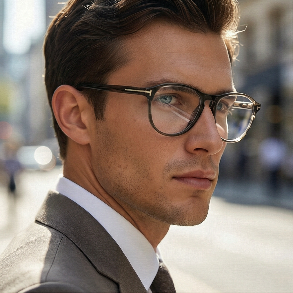 Tom Ford Eyeglasses Tom Ford Eyeglasses FT5869-B 020 Brown Pilot-Aviator Full Rim Men 54mm Eyeglasses Eyewear designer