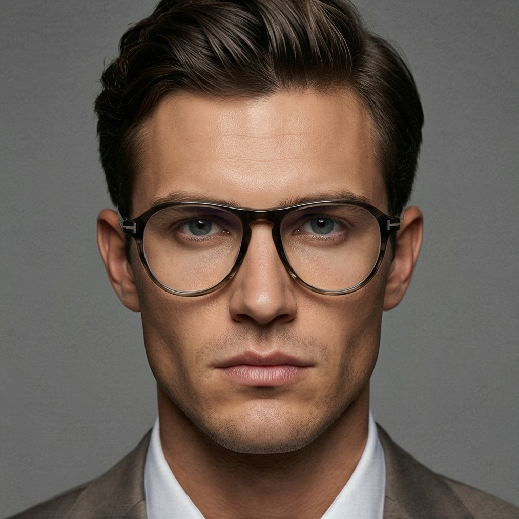 Tom Ford Eyeglasses Tom Ford Eyeglasses FT5869-B 020 Brown Pilot-Aviator Full Rim Men 54mm Eyeglasses Eyewear designer
